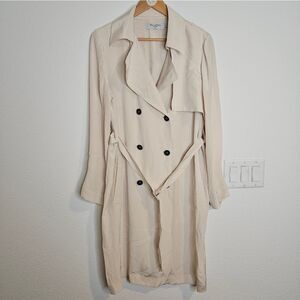 MM Lafleur Jensen lightweight trench, 100% silk, beige women's size medium